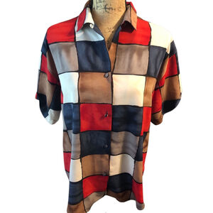 Le Caviar Vintage Multi-Color Button Down Shirt Size M